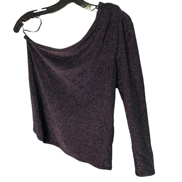 Ramy Brook Black and Silver Violeta One Shoulder Top - Picture 3 of 6